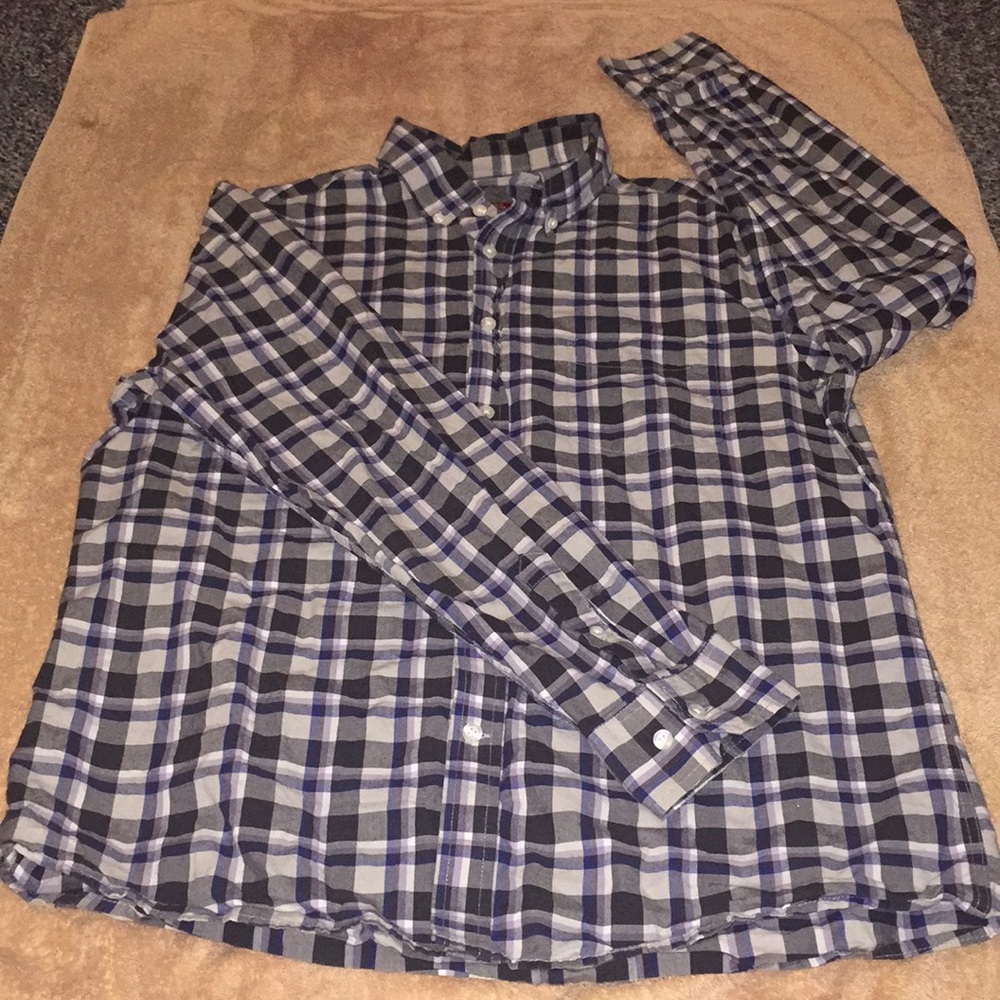 Men’s Purple, blue & grey button up